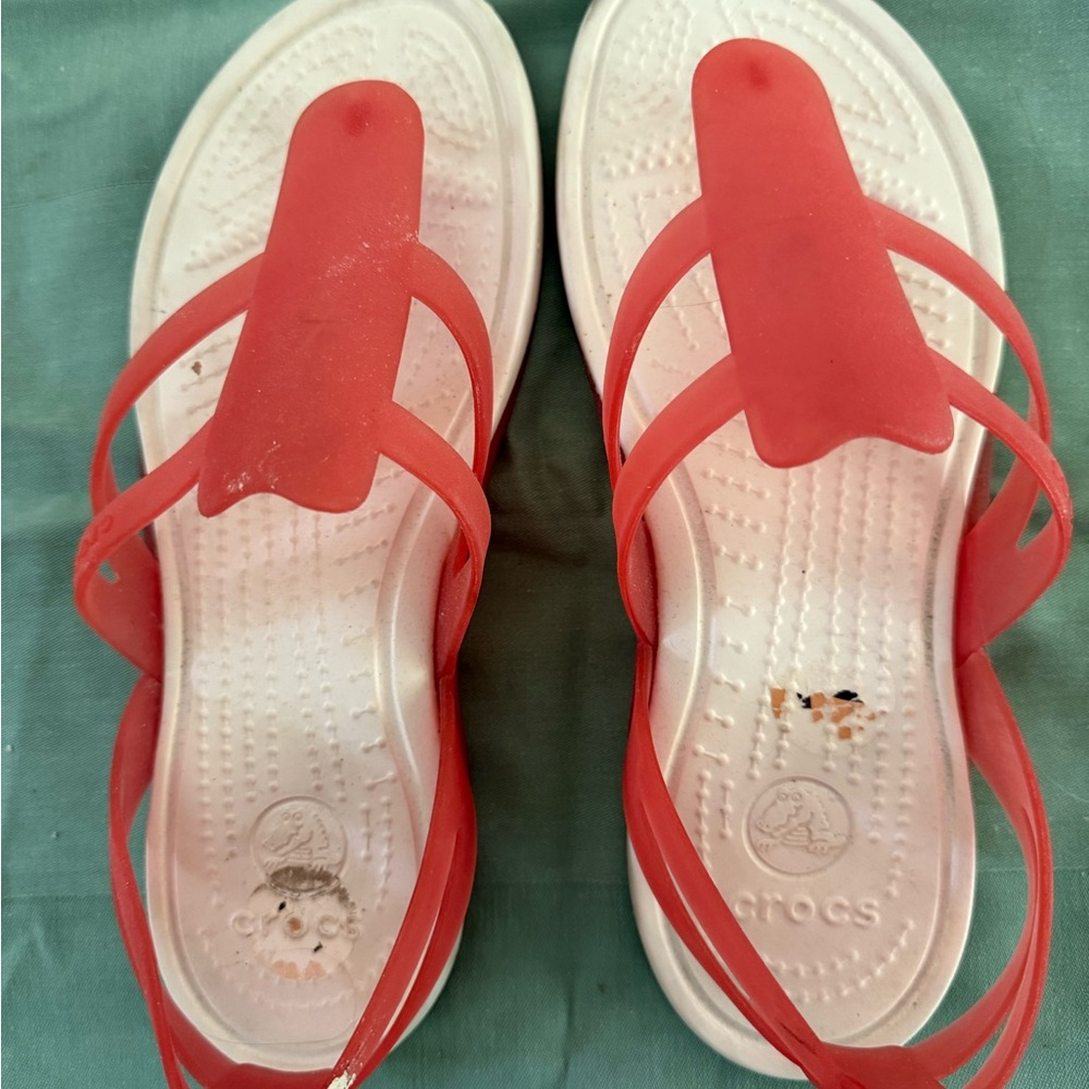 CROCS Red and White Sandals Comfortable Summer Footwear